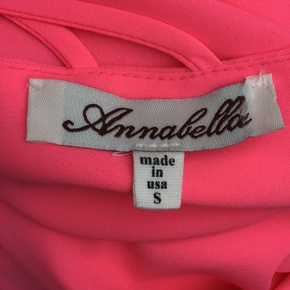 Annabella Neon Pink Double Layer Sheer Top Small - Picture 6 of 7